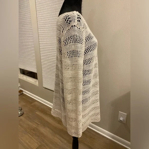 Zozo Crochet Sweater Oatmeal Womens Size Large Scoop Neck - Picture 2 of 10